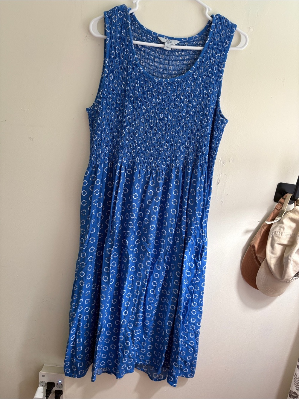 croft & barrow Royal Blue Floral Smocked Midi Dress